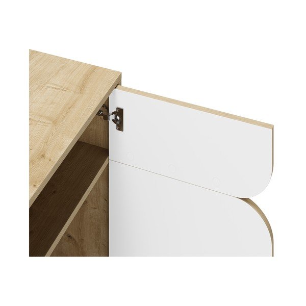 Mobile in rovere decorato in bianco e naturale 95x79 cm Nola - Marckeric-image-4