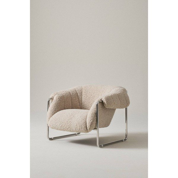 Poltrona beige con rivestimento in pelliccia sintetica Manitoba – Jotex-image-1