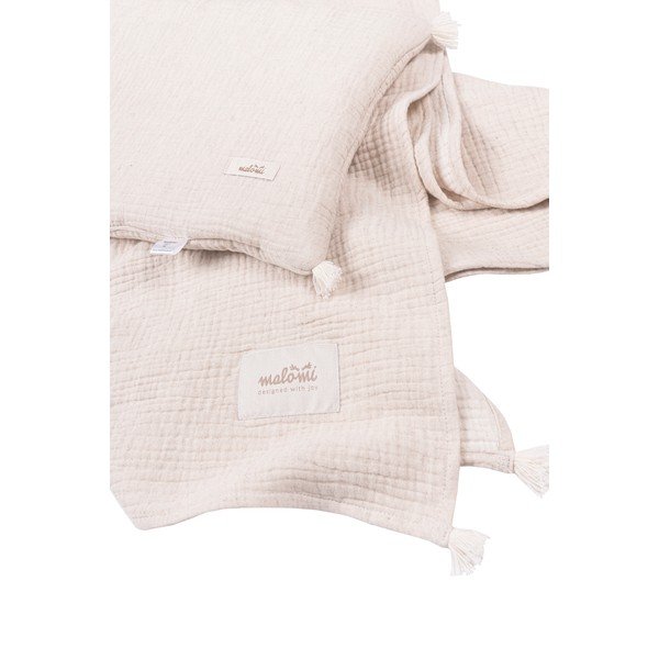 Set di coperte e cuscini in mussola color crema per neonati 100x130 cm Muslin Linen - Malomi Kids-image-2
