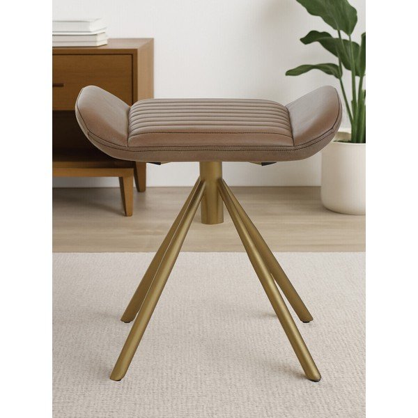 Poggiapiedi grigio con rivestimento in pelle Buffalo – Premier Housewares-image-1