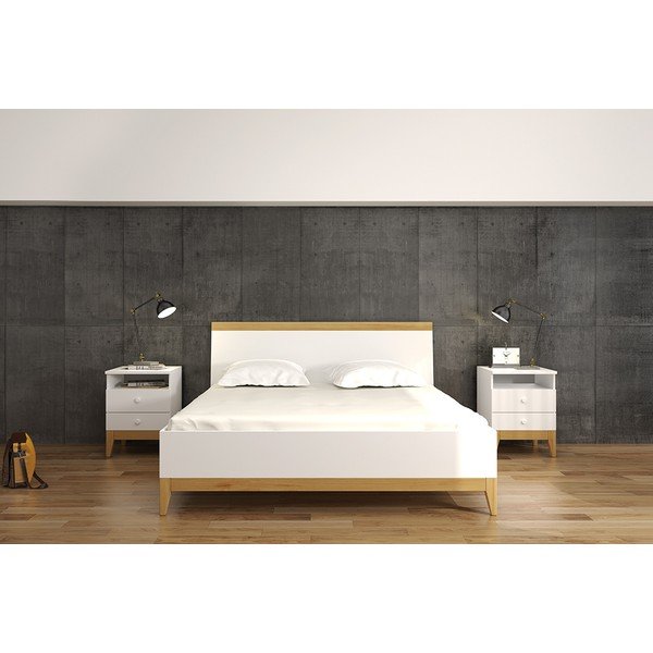 Letto matrimoniale con altezza 88 cm in legno di pino Livia, 160 x 200 cm - Skandica-image-1