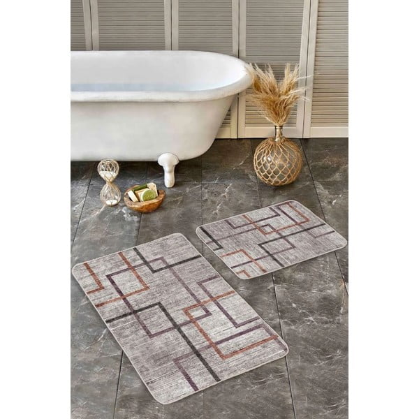 Set di tappetini per il bagno grigi in velluto 2 pz 60x100 cm – Mila Home-image-3