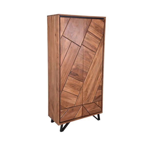 Armadio di colore naturale in acacia massiccia 90x181x40 cm Ambala – Interia Home & Living-image-2