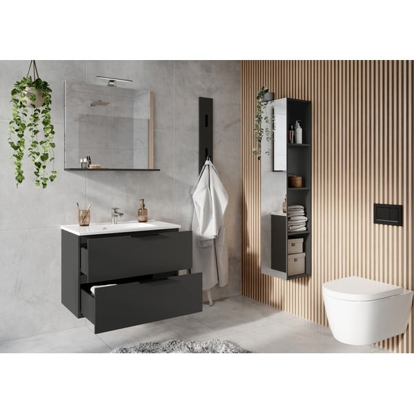 Mobile basso sospeso antracite con lavabo 81x61 cm Crandon - Germania-image-1