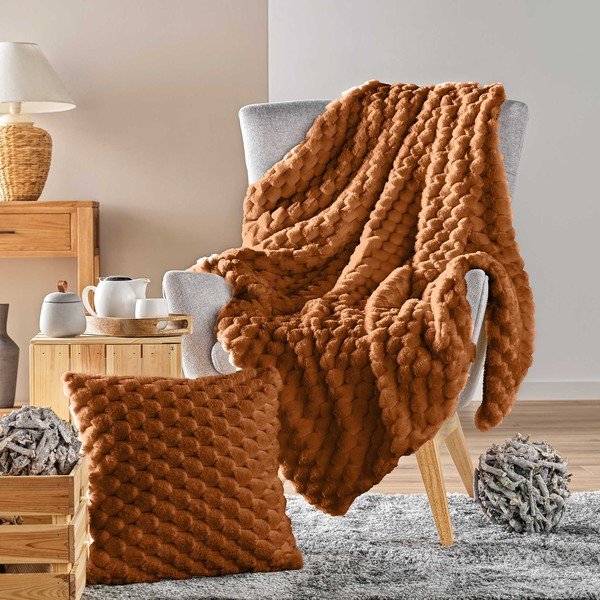 Coperta marrone chiaro in micropile 220x240 cm Frosty – douceur d'intérieur-image-3