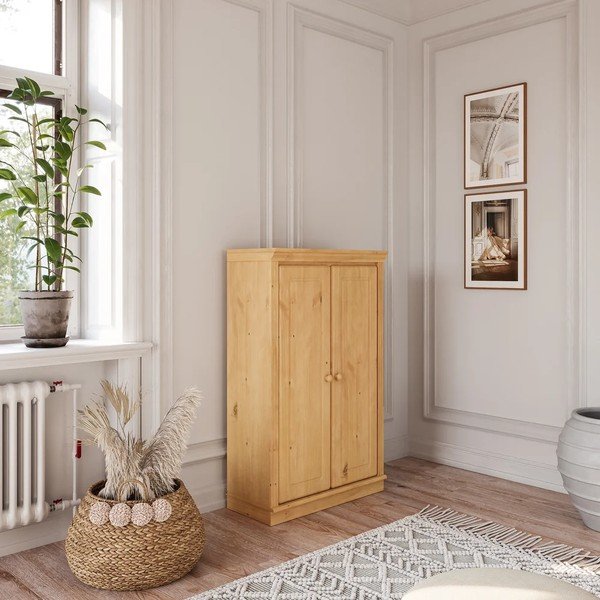 Armadietto colore naturale chiaro in pino massiccio 74x118x35 cm Anita – Støraa-image-1