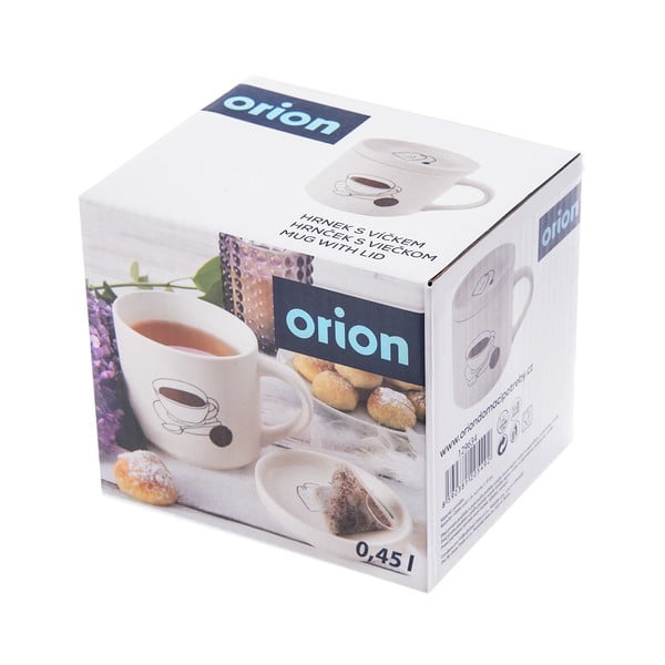 Tazza con coperchio bianca in porcellana 450 ml – Orion-image-3