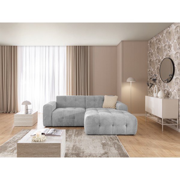 Divano angolare grigio chiaro (con penisola a destra/con chaise lounge) Melva – Ropez-image-2