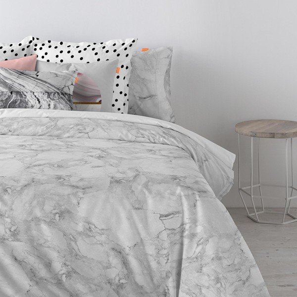Copripiumino in cotone Essence Marble, 220 x 220 cm - Blanc-image-1