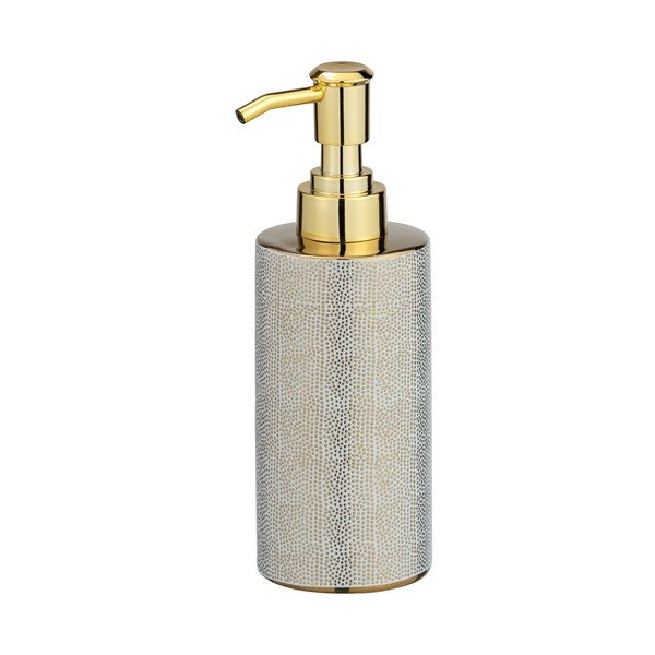 Dosatore di sapone in ceramica bianca con dettagli dorati Nuria - Wenko