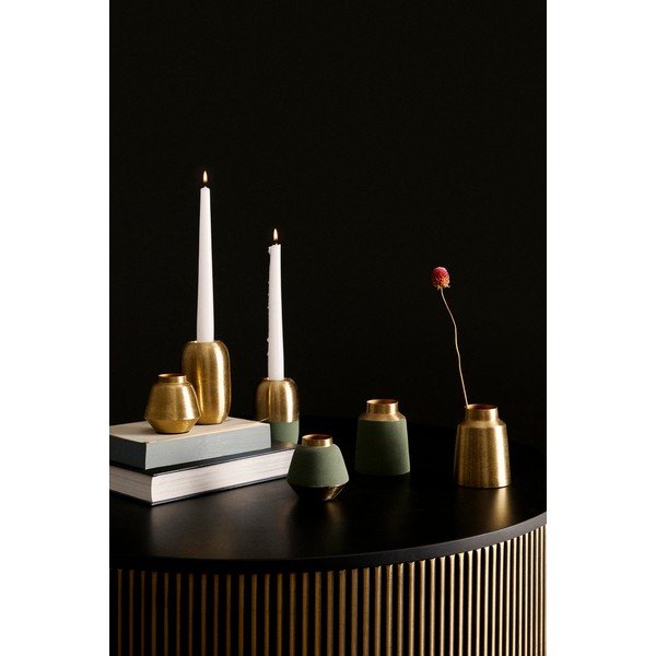 Tavolino da salotto rotondo nero/dorato con piano in legno di mango ø 90 cm Virat – Bizzotto-image-3