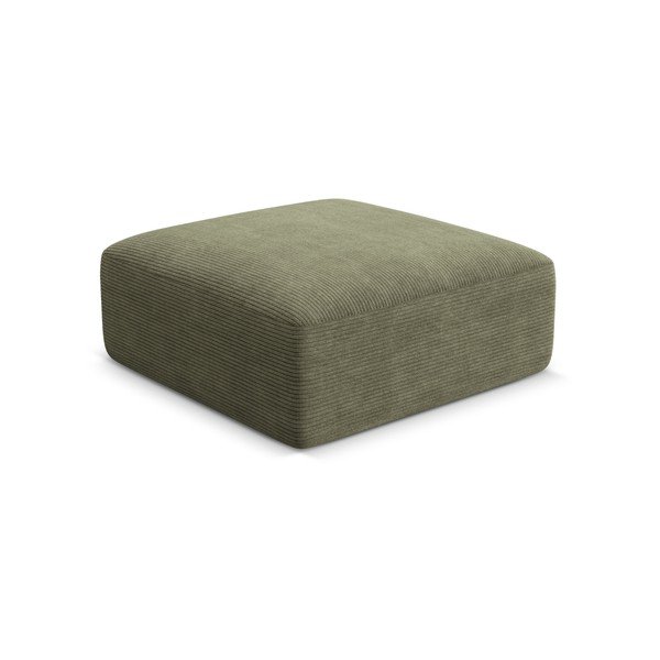 Poggiapiedi verde con rivestimento in velluto a coste Campi – Cosmopolitan Design