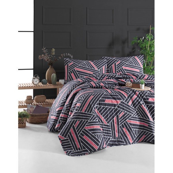 Set con copriletto e federa nero in cotone renforcé 240x225 cm Magnolia – Mijolnir-image-1