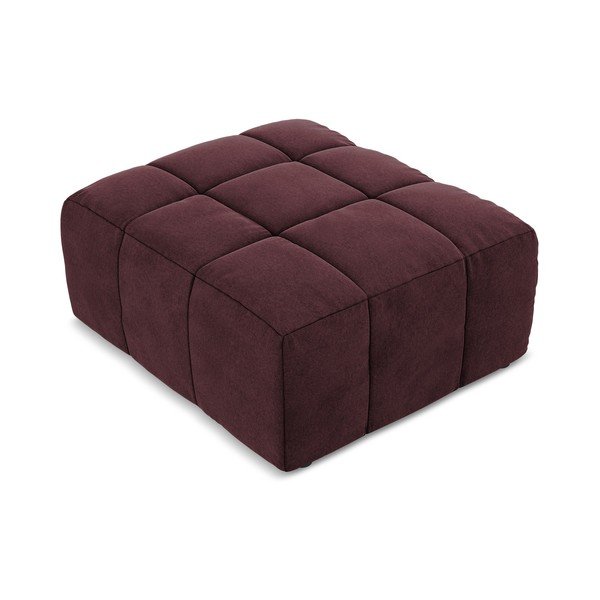 Poggiapiedi burgundy con rivestimento in velluto Aloha – Makamii-image-2