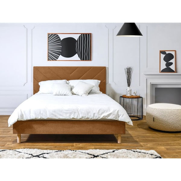 Letto matrimoniale arancione imbottito con rete inclusa 160x200 cm Romane – Bobochic Paris-image-3