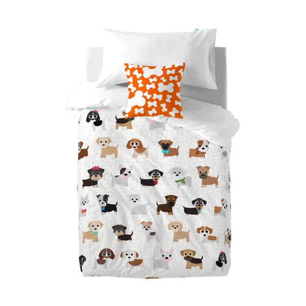 Copripiumino e cuscino Dogs in cotone per bambini, 140 x 200 cm - Mr. Fox