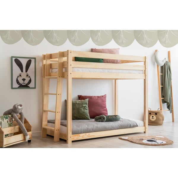 Letto a castello in legno di pino 80x200 cm CLPB - Adeko-image-1