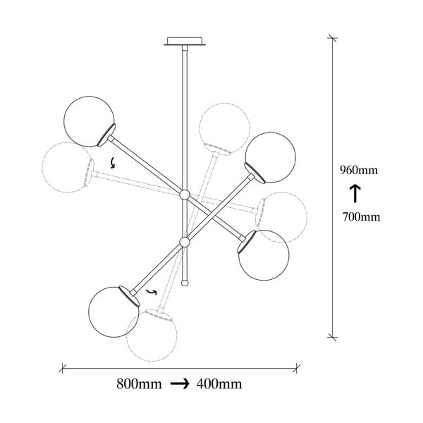 Lampadario nero con paralume in vetro Best – Opviq lights-image-3