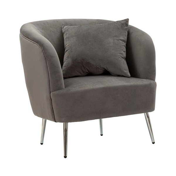 Poltrona grigia con poggioli/con gambe con rivestimento in velluto Silvery – Mauro Ferretti