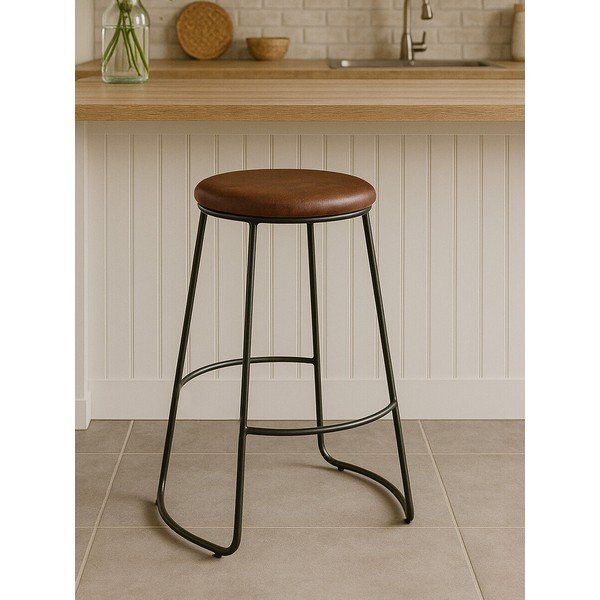Sedia da bar nera/marrone imbottito (altezza della seduta 64 cm) Brixton – Premier Housewares-image-1