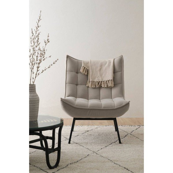 Poltrona beige con rivestimento in velluto Legend – Ellos Home-image-1