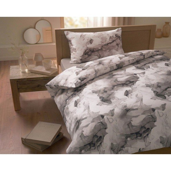 Set copripiumino e federa marrone in raso di cotone per letto singolo 140x200 cm Deluxe Minerals – My House-image-1