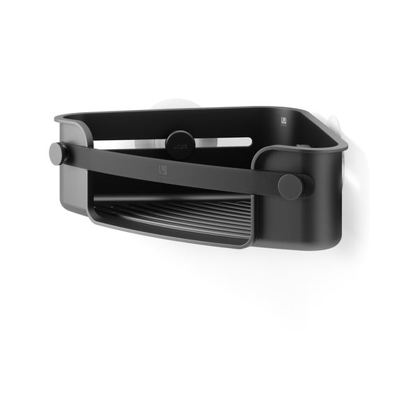 Mensola da bagno senza foratura/ad angolo nera in plastica Flex Adhesive – Umbra