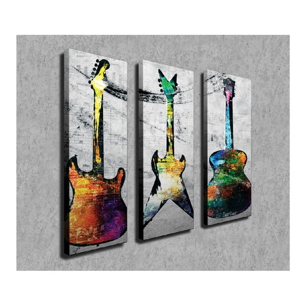 Quadro murale in 3 parti su tela Chitarre - Wallity-image-2