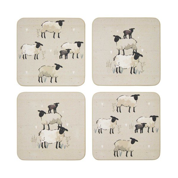 Set di sottobicchieri grigio tortora in sughero 4 pz Highland Sheep – Cooksmart ®