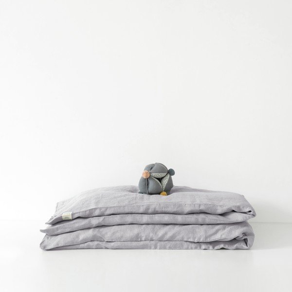 Biancheria da letto per bambini in lino grigio Nature, 140 x 200 cm Light Grey - Linen Tales-image-2