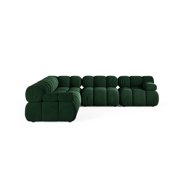 Divano angolare componibile verde scuro con rivestimento in velluto – Micadoni -image-2