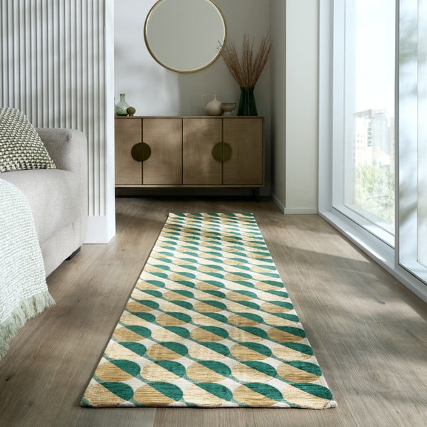 Passatoia giallo-verde 60x230 cm Carlos Circle Geo - Flair Rugs-image-1
