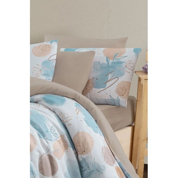 Biancheria da letto blu/marrone per letto matrimoniale/per letto prolungato con lenzuolo incluso/4 pz 200x220 cm Magnolia – Mila Home-image-2