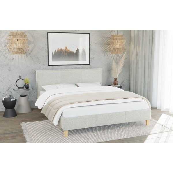Letto matrimoniale imbottito beige con rete inclusa 160x200 cm Tina – Ropez-image-3