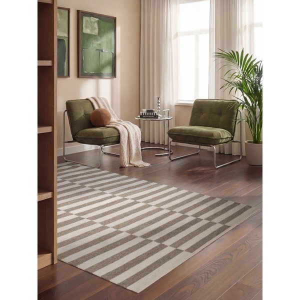 Tappeto bianco/grigio in lana reversibile/tessuto a mano 160x230 cm Vika – Hanse Home-image-1