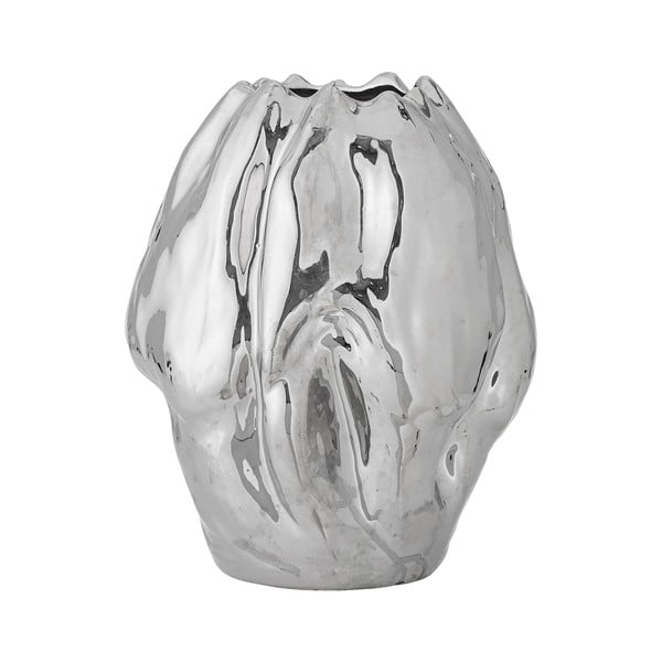 Vaso argentato in gres (altezza totale 29 cm) Bobby – Bloomingville