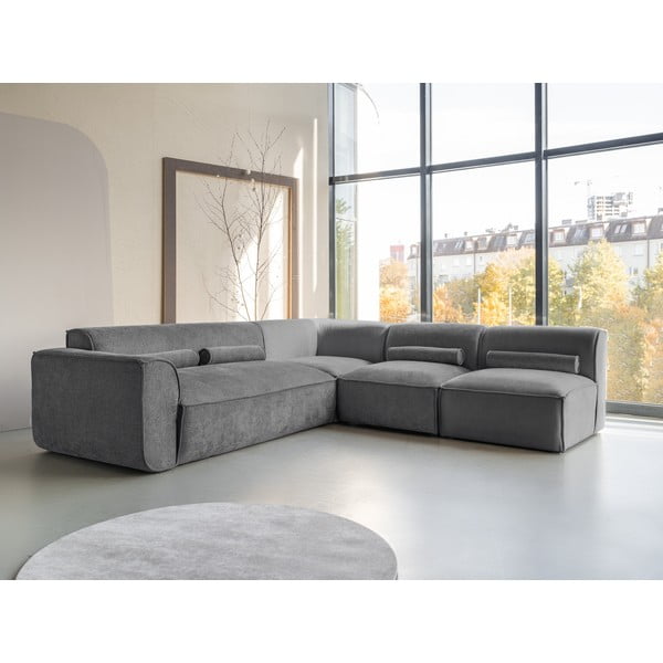 Divano angolare componibile grigio (con penisola a destra) Flex Felix – Miuform-image-3