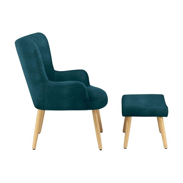 Poltrona in velluto verde e blu Coco - Støraa-image-1