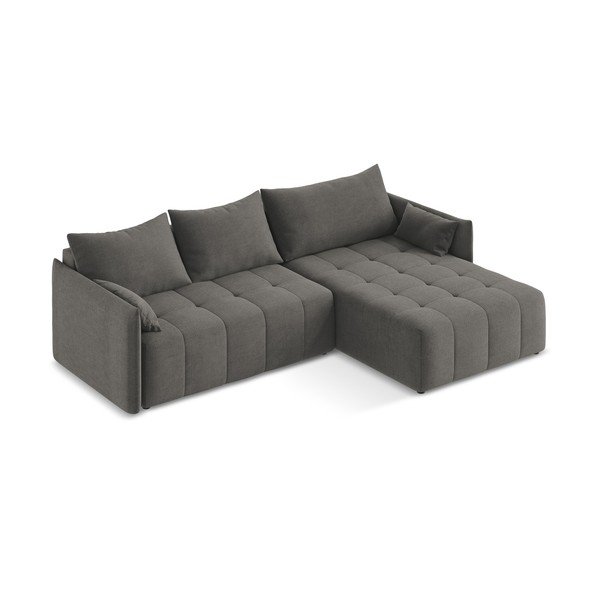 Divano angolare grigio scuro allungabile/con contenitore (con penisola a destra/con chaise lounge) Moku – Makamii-image-2