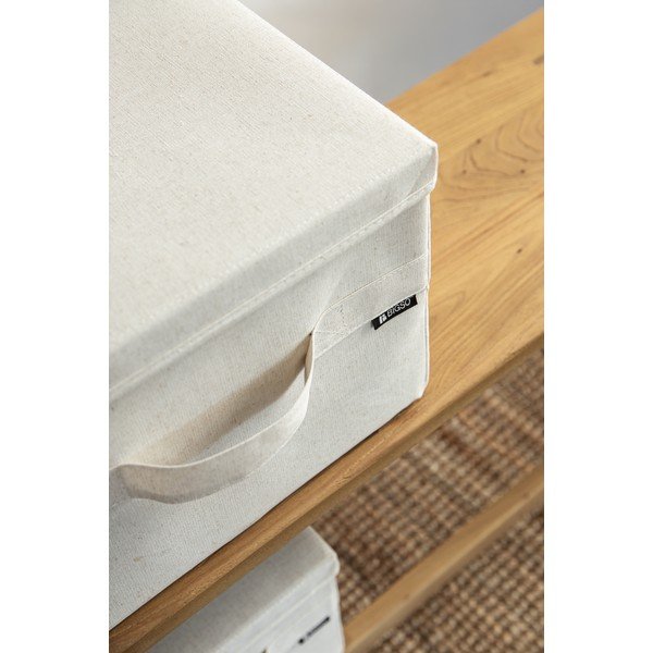 Scatola con coperchio beige in tessuto 31x41x22 cm Soft Storage Medium – Bigso-image-3