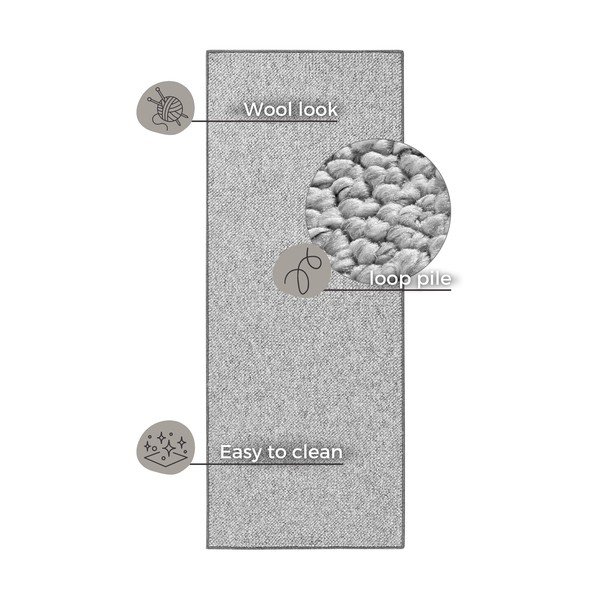 Passatoia grigia 80 x 300 cm Wolly - BT Carpet-image-4