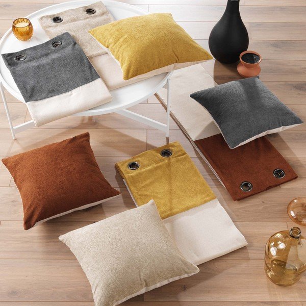 Tenda beige antracite 140x240 cm Tessa - douceur d'intérieur-image-3