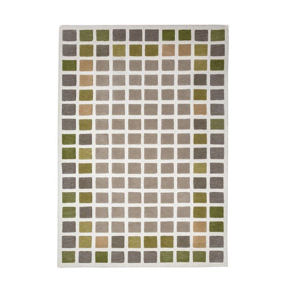 Tappeto verde in lana tessuto a mano 140x200 cm Renga Wool – Flair Rugs
