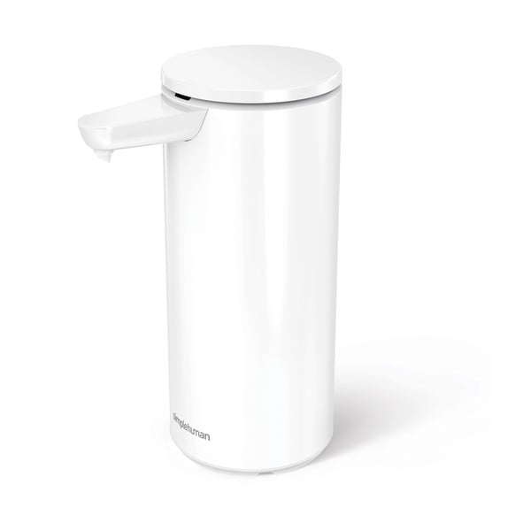 Dispenser di sapone in metallo touchless bianco da 414 ml - simplehuman