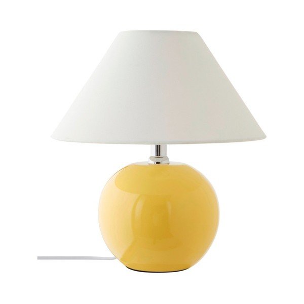 Lampada da tavolo gialla/color crema in ceramica (altezza totale 29 cm) Karamell – Jotex