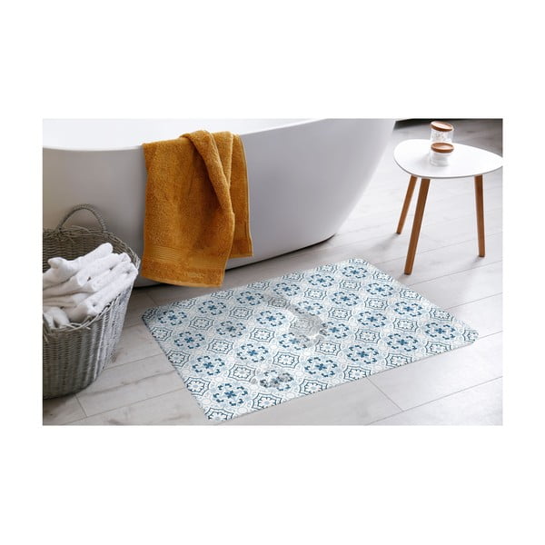 Tappetino da bagno bianco e blu in terra di diatomee 50x70 cm Atlanta - douceur d'intérieur-image-1