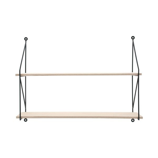 Nástěnná dvoupatrová police z překližky Compactor Frida, délka 60 cm