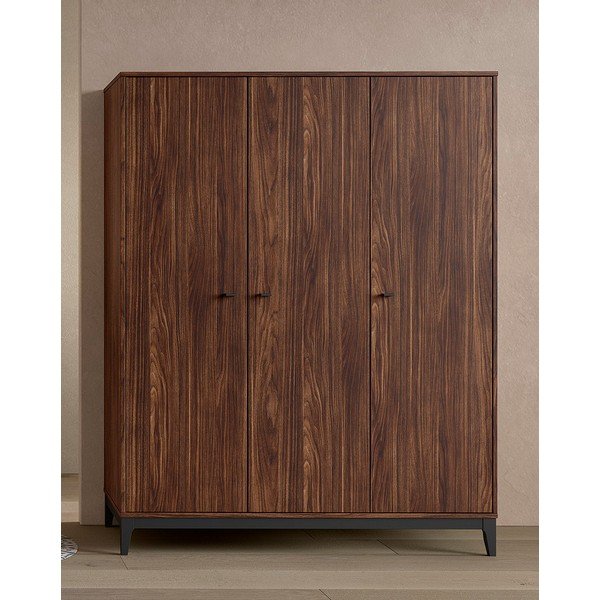 Armadio colore naturale scuro con effetto noce 148x190x55 cm Ilyas – Vipack-image-1