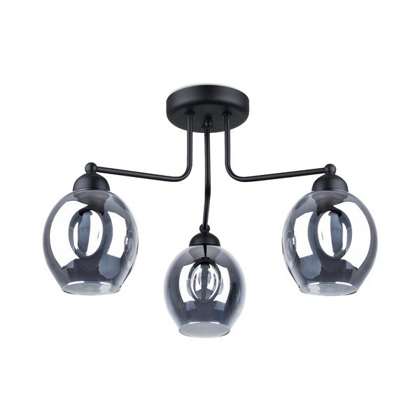 Plafoniera nera con paralume in vetro 54x54 cm Garten – Sollux