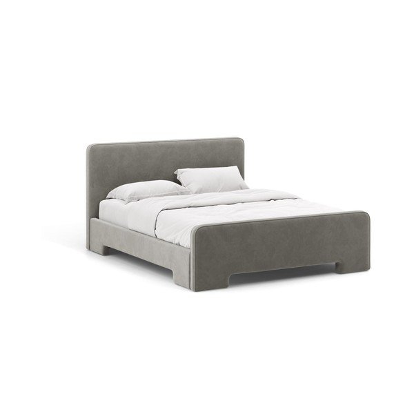 Letto matrimoniale imbottito grigio con rete inclusa 140x200 cm Eda – Micadoni 